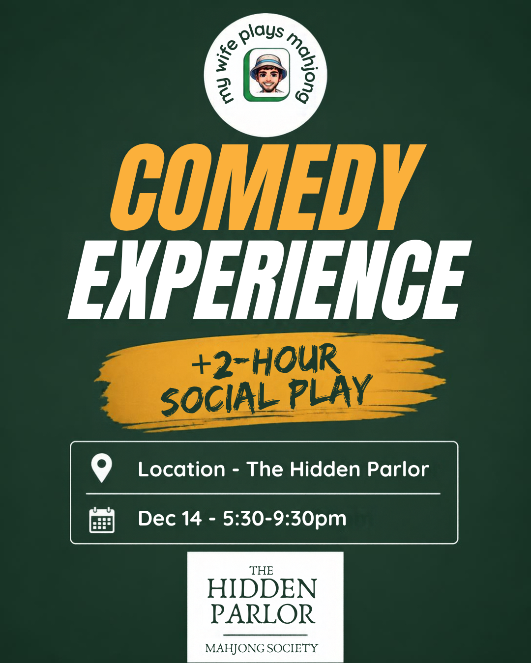VIP Comedy Experience + Social Play – The Hidden Parlor, Boston