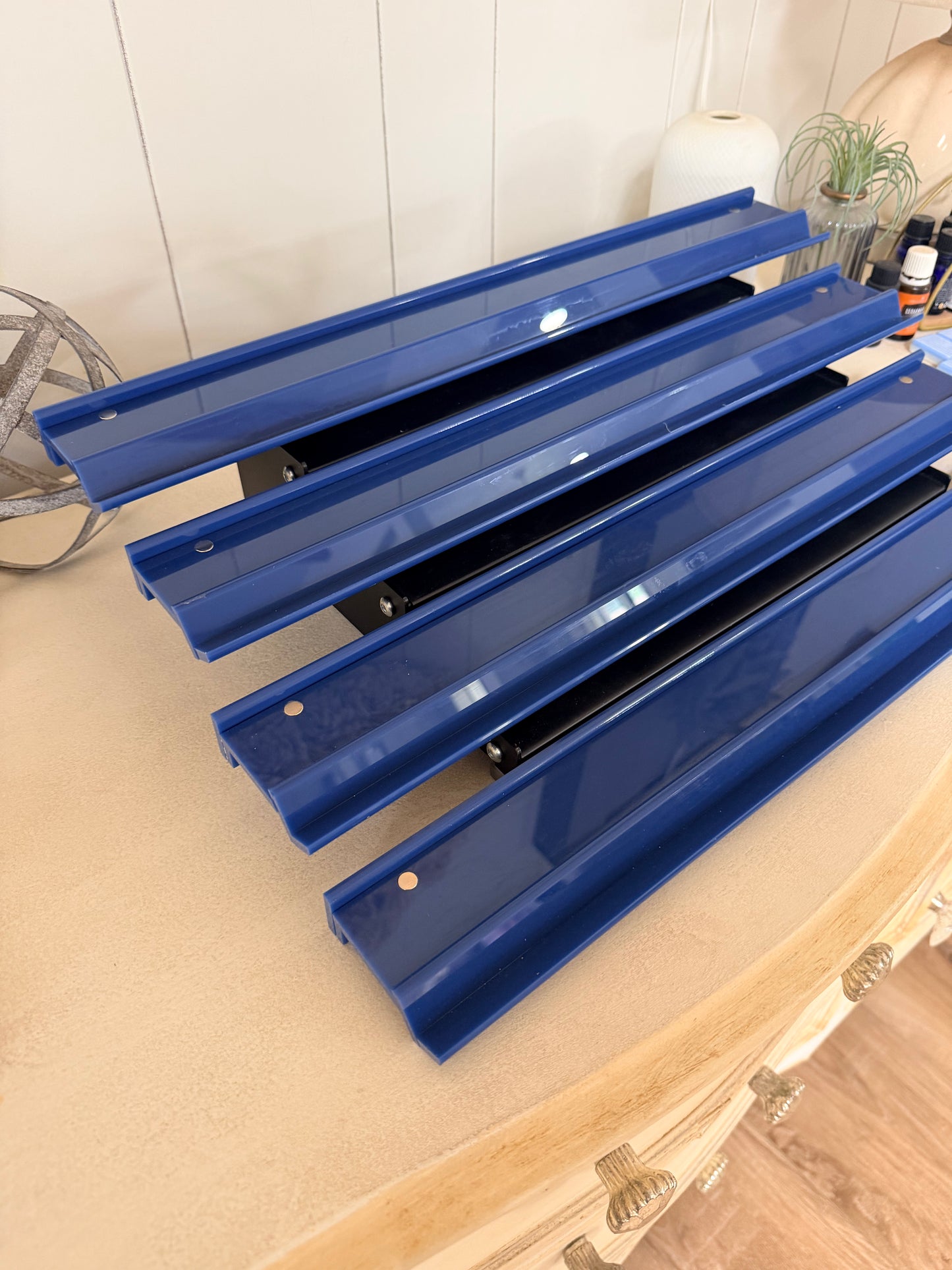 Navy Acrylic Mahjong Racks with Magnetic Pushers