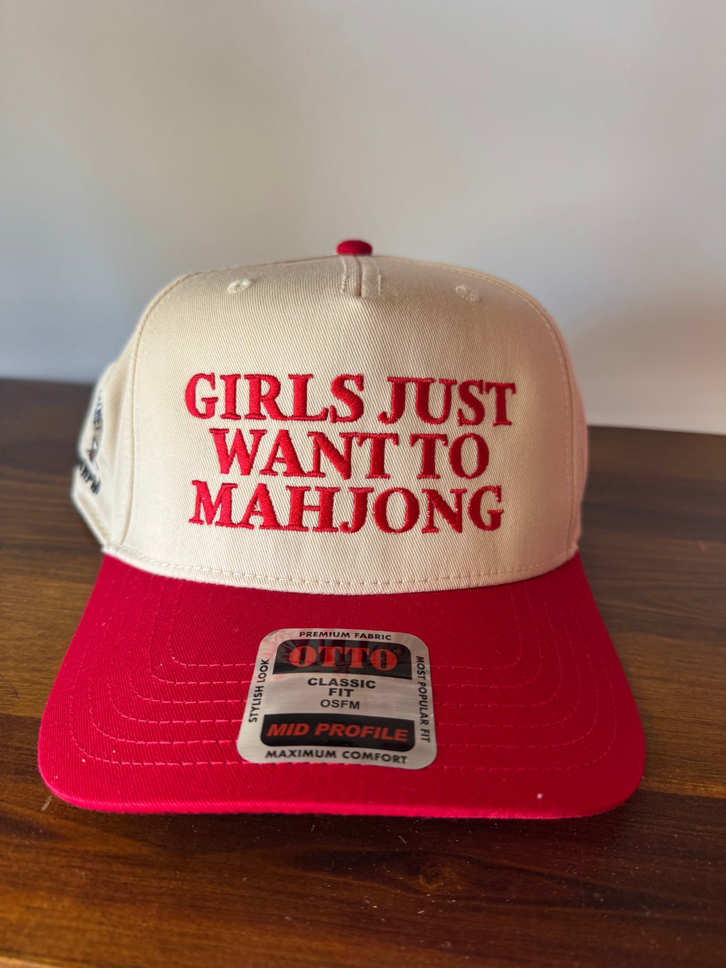 “Girls Just Want to Mahjong” Hat - RED/WHITE